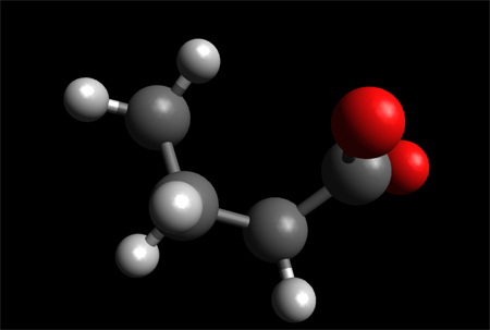 Butyrate  Molecular Structure -- ball and stick