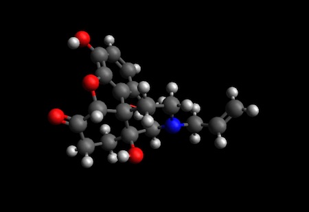 Naloxone molecule ball and stick